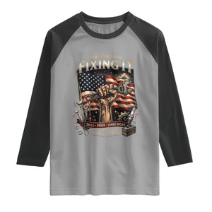 250 Years Of Fixing It Mechanic Pride Raglan Shirt America 250 Anniversary Gift TS12 Sport Gray Black Print Your Wear