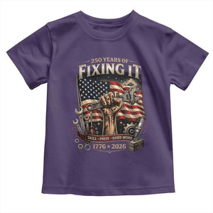 250 Years Of Fixing It Mechanic Pride Toddler T Shirt America 250 Anniversary Gift TS12 Purple Print Your Wear