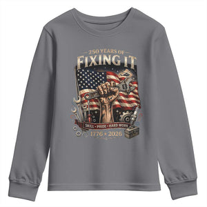 250 Years Of Fixing It Mechanic Pride Youth Sweatshirt America 250 Anniversary Gift TS12 Charcoal Print Your Wear
