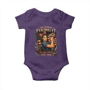 Patriotic Rosie Mechanic Feminist Pride Baby Onesie 250 Years Of Fixing It TS12 Purple Print Your Wear