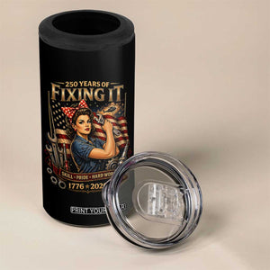 Patriotic Rosie Mechanic Feminist Pride 4 in 1 Can Cooler Tumbler 250 Years Of Fixing It TS12 Print Your Wear
