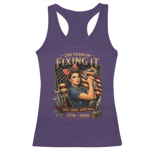 Patriotic Rosie Mechanic Feminist Pride Racerback Tank Top 250 Years Of Fixing It TS12 Purple Print Your Wear