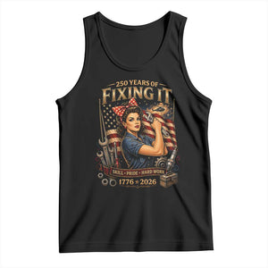 Patriotic Rosie Mechanic Feminist Pride Tank Top 250 Years Of Fixing It TS12 Black Print Your Wear