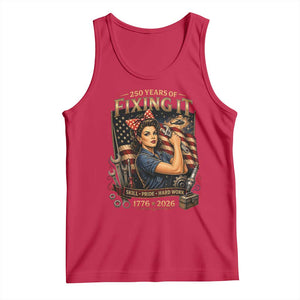 Patriotic Rosie Mechanic Feminist Pride Tank Top 250 Years Of Fixing It TS12 Red Print Your Wear