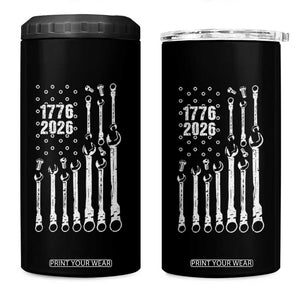 Patriotic Mechanic Gift 4 in 1 Can Cooler Tumbler American Flag Automotive Lover TS12 One Size: 16 oz Black Print Your Wear