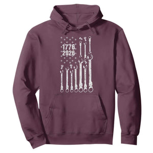 Patriotic Mechanic Gift Hoodie American Flag Automotive Lover TS12 Maroon Print Your Wear