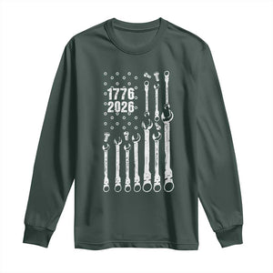 Patriotic Mechanic Gift Long Sleeve Shirt American Flag Automotive Lover TS12 Dark Forest Green Print Your Wear
