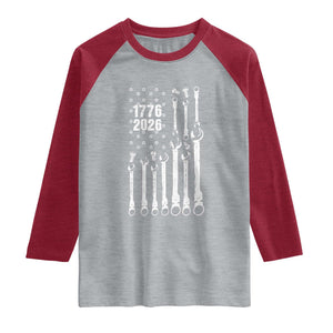 Patriotic Mechanic Gift Raglan Shirt American Flag Automotive Lover TS12 Heather Gray Heather Red Print Your Wear