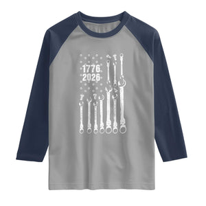 Patriotic Mechanic Gift Raglan Shirt American Flag Automotive Lover TS12 Sport Gray Navy Print Your Wear