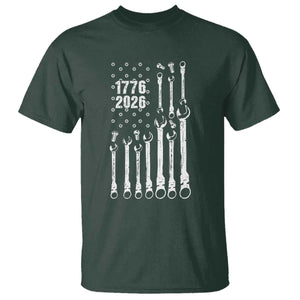 Patriotic Mechanic Gift T Shirt American Flag Automotive Lover TS12 Dark Forest Green Print Your Wear