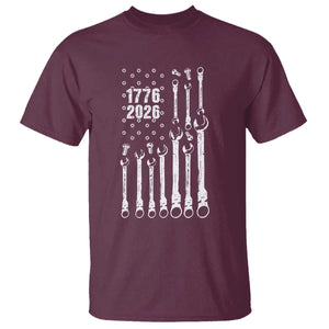 Patriotic Mechanic Gift T Shirt American Flag Automotive Lover TS12 Maroon Print Your Wear