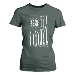 Patriotic Mechanic Gift T Shirt For Women American Flag Automotive Lover TS12 Dark Forest Green Print Your Wear