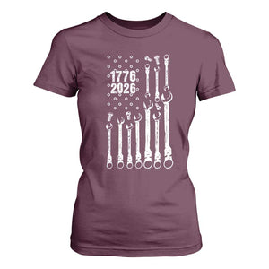 Patriotic Mechanic Gift T Shirt For Women American Flag Automotive Lover TS12 Maroon Print Your Wear
