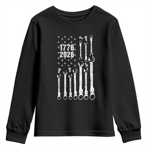 Patriotic Mechanic Gift Youth Sweatshirt American Flag Automotive Lover TS12 Black Print Your Wear