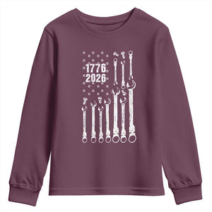 Patriotic Mechanic Gift Youth Sweatshirt American Flag Automotive Lover TS12 Maroon Print Your Wear