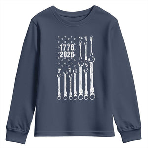Patriotic Mechanic Gift Youth Sweatshirt American Flag Automotive Lover TS12 Navy Print Your Wear