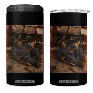 Bigfoot Mechanic Meme 4 in 1 Can Cooler Tumbler Funny Sasquatch Fixing Cars TS12 One Size: 16 oz Black Print Your Wear