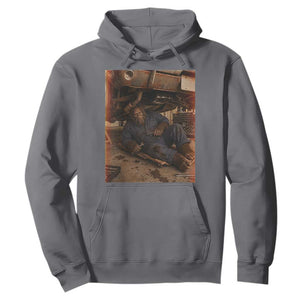 Bigfoot Mechanic Meme Hoodie Funny Sasquatch Fixing Cars TS12 Charcoal Print Your Wear