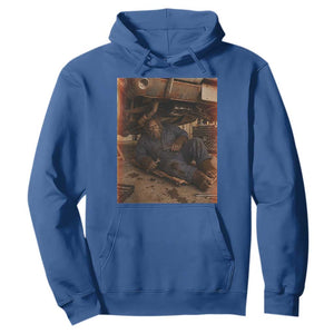 Bigfoot Mechanic Meme Hoodie Funny Sasquatch Fixing Cars TS12 Royal Blue Print Your Wear