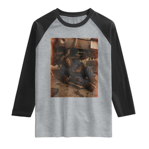 Bigfoot Mechanic Meme Raglan Shirt Funny Sasquatch Fixing Cars TS12 Heather Gray Black Print Your Wear
