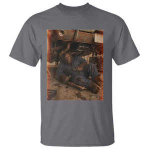 Bigfoot Mechanic Meme T Shirt Funny Sasquatch Fixing Cars TS12 Charcoal Print Your Wear