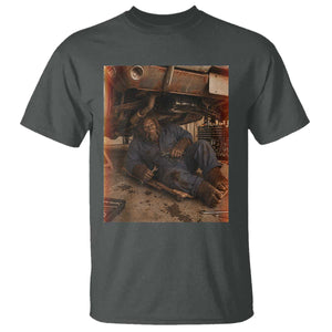 Bigfoot Mechanic Meme T Shirt Funny Sasquatch Fixing Cars TS12 Dark Heather Print Your Wear