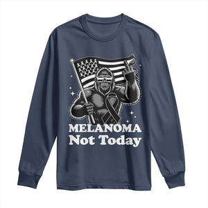 Bigfoot Black Ribbon Long Sleeve Shirt Not Today Melanoma Awareness Gift TS12 Navy Print Your Wear