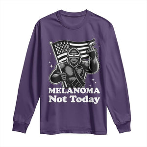 Bigfoot Black Ribbon Long Sleeve Shirt Not Today Melanoma Awareness Gift TS12 Purple Print Your Wear