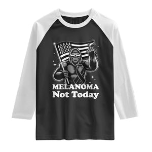Bigfoot Black Ribbon Raglan Shirt Not Today Melanoma Awareness Gift TS12 Black White Print Your Wear