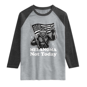 Bigfoot Black Ribbon Raglan Shirt Not Today Melanoma Awareness Gift TS12 Heather Gray Heather Charcoal Print Your Wear