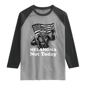 Bigfoot Black Ribbon Raglan Shirt Not Today Melanoma Awareness Gift TS12 Sport Gray Black Print Your Wear