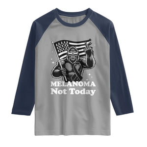 Bigfoot Black Ribbon Raglan Shirt Not Today Melanoma Awareness Gift TS12 Sport Gray Navy Print Your Wear
