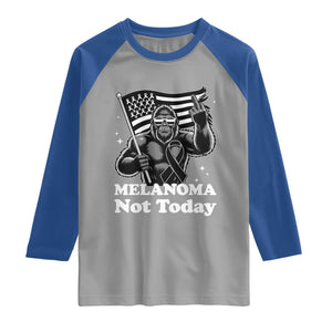Bigfoot Black Ribbon Raglan Shirt Not Today Melanoma Awareness Gift TS12 Sport Gray Royal Print Your Wear