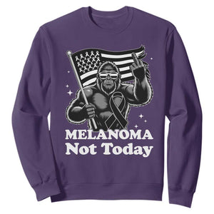 Bigfoot Black Ribbon Sweatshirt Not Today Melanoma Awareness Gift TS12 Purple Print Your Wear
