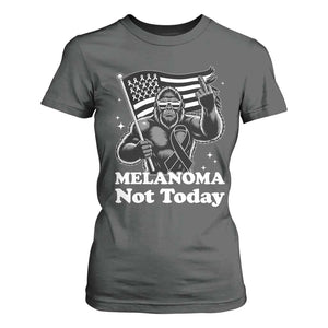 Bigfoot Black Ribbon T Shirt For Women Not Today Melanoma Awareness Gift TS12 Dark Heather Print Your Wear