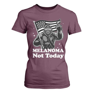 Bigfoot Black Ribbon T Shirt For Women Not Today Melanoma Awareness Gift TS12 Maroon Print Your Wear