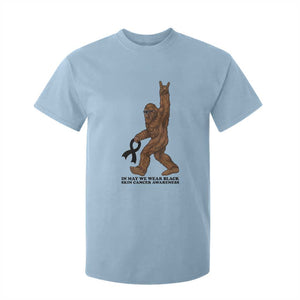 Funny Bigfoot Skin Cancer Support T Shirt For Kid In May We Wear Black TS12 Light Blue Print Your Wear