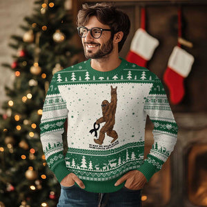 Funny Bigfoot Skin Cancer Support Ugly Christmas Sweater In May We Wear Black TS12 Beige Green Print Your Wear