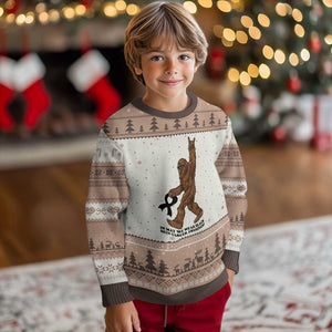 Funny Bigfoot Skin Cancer Support Ugly Christmas Sweater In May We Wear Black TS12 Mocha Mousse Print Your Wear