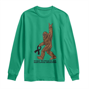 Funny Bigfoot Skin Cancer Support Long Sleeve Shirt In May We Wear Black TS12 Irish Green Print Your Wear