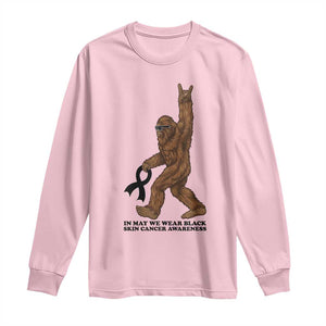 Funny Bigfoot Skin Cancer Support Long Sleeve Shirt In May We Wear Black TS12 Light Pink Print Your Wear