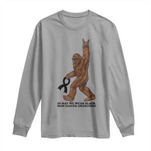 Funny Bigfoot Skin Cancer Support Long Sleeve Shirt In May We Wear Black TS12 Sport Gray Print Your Wear