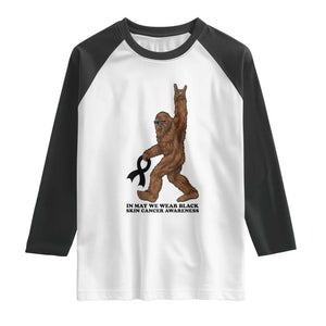 Funny Bigfoot Skin Cancer Support Raglan Shirt In May We Wear Black TS12 White Black Print Your Wear