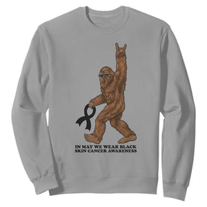 Funny Bigfoot Skin Cancer Support Sweatshirt In May We Wear Black TS12 Sport Gray Print Your Wear