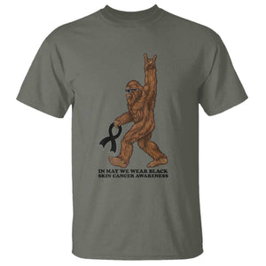Funny Bigfoot Skin Cancer Support T Shirt In May We Wear Black TS12 Military Green Print Your Wear