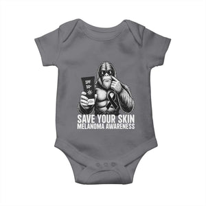 Bigfoot Save Your Skin Baby Onesie Melanoma Warrior Support TS12 Charcoal Print Your Wear