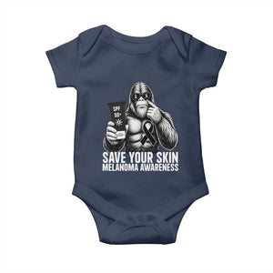 Bigfoot Save Your Skin Baby Onesie Melanoma Warrior Support TS12 Navy Print Your Wear