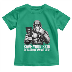 Bigfoot Save Your Skin Toddler T Shirt Melanoma Warrior Support TS12 Irish Green Print Your Wear