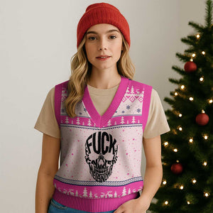 Fuck Melanoma Skull Typography V-Neck Knit Sweater Vest Skin Cancer Warrior TS12 Hot Pink Print Your Wear