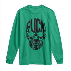 Fuck Melanoma Skull Typography Long Sleeve Shirt Skin Cancer Warrior TS12 Irish Green Print Your Wear